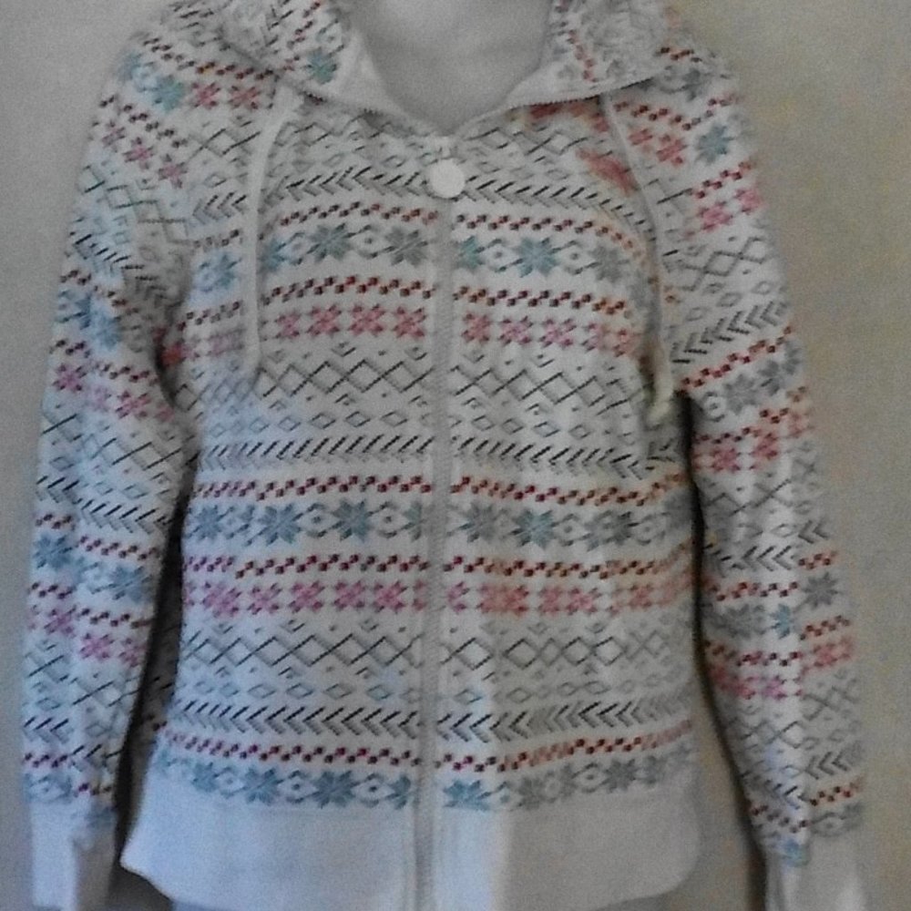 ** The North Face hoodie white print sz L 11 13